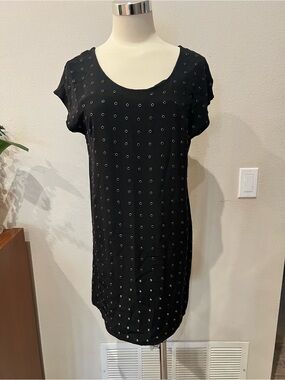 Jamison Women’s Black Eyelet-Stud Mini Dress Size Small 100% Silk